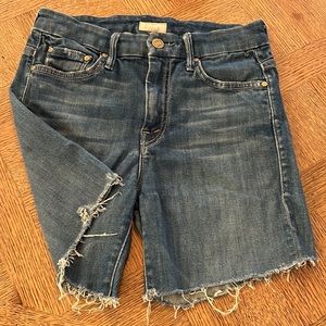 MOTHER Denim Fray Shorts 25 High Waisted The Looker in Happy Medium
